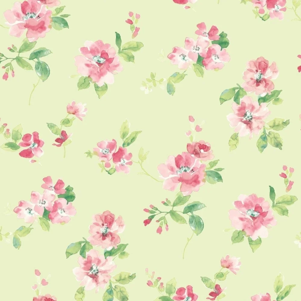 Wallpaper Watercolor Mint Captiva Floral Toss